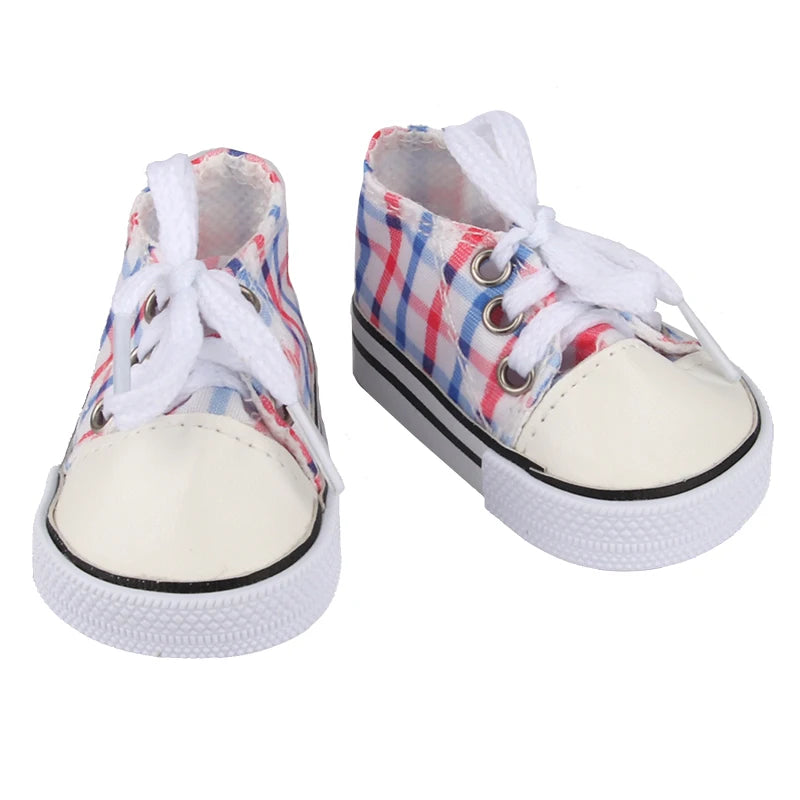Canvas Cloth 7cm Shoes For 18 Inch American And 43cm New Born Baby Doll Shoes Clothes Accessories For Our generation Girl Dolls
