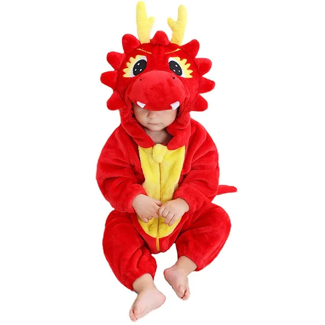 MICHLEY Halloween Baby Strampler Winterkleidung Flanell Kapuzen Bodys Pyjamas Tiere Overall Jumpsuit für Mädchen Jungen Kinder