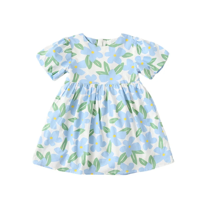 Mother Daughter Equal Dresses Women Girl Summer Clothes 2022 Mommy And Me Clothing Parent-Child Matching Floral Pattern Dress