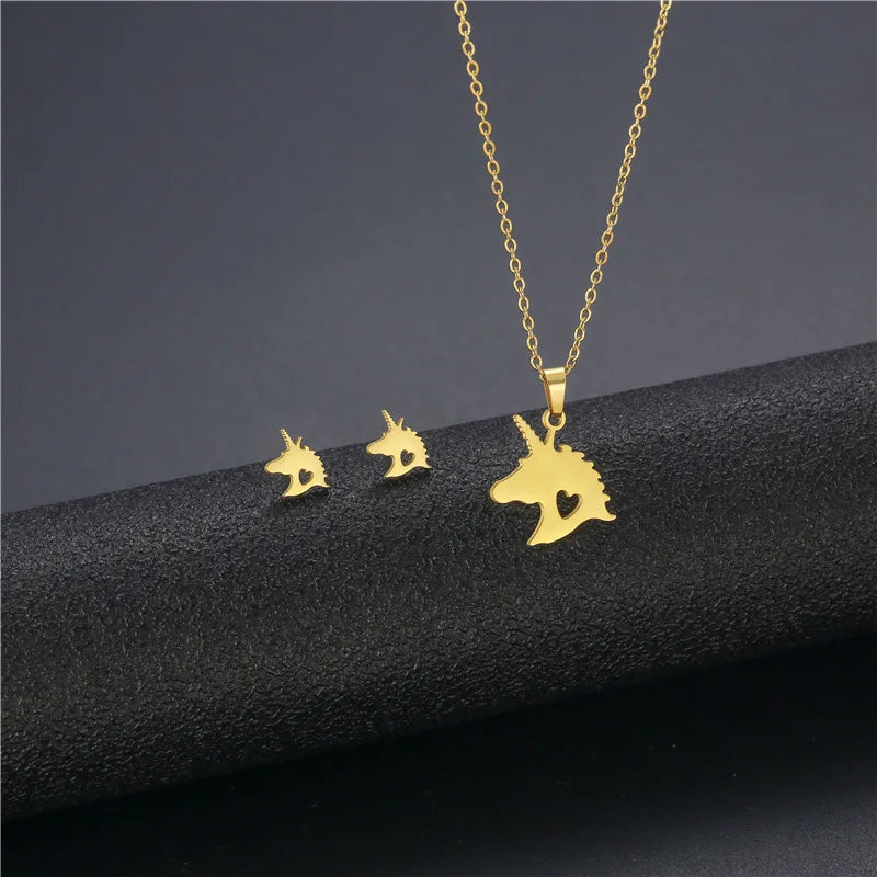 10 PiecesHip Hop Personalized Accessories Stainless Steel Necklace Fashion Jewelry Set for Women Smooth Geometric Design