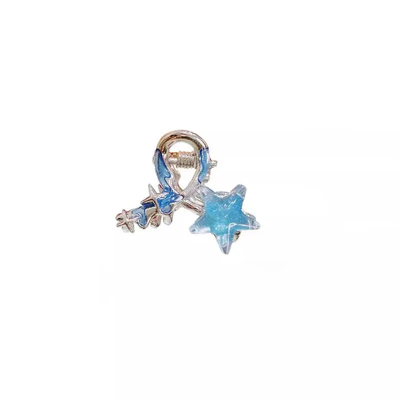 Blue Star Moon Small Claw Women Bangs Side Small Metal Hair Clip Exquisite Compact Girls Spring and Summer Hair Accessories