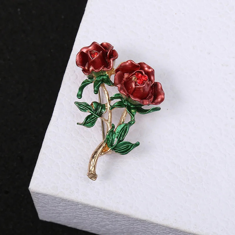 Beautiful Rose Flower Brooches Collection For Women Lady Elegant Flower Pin Summer Design Party Valentine Day Gift