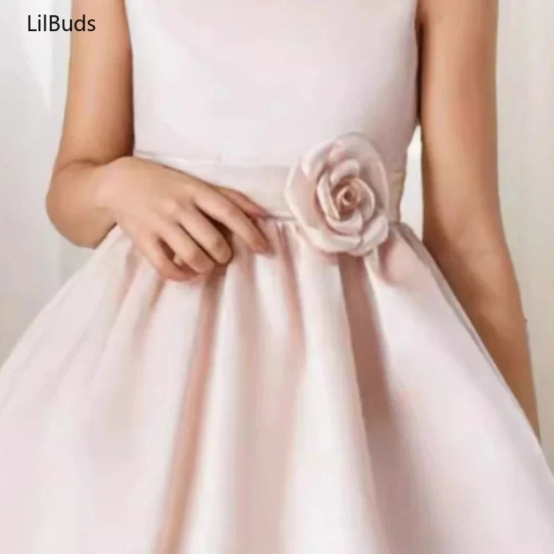 2024Princess Girls Party Dress Clothings Children Elegant Outfit Concert Fashion Luxury Costume Matching Host Satin Kids Clothes