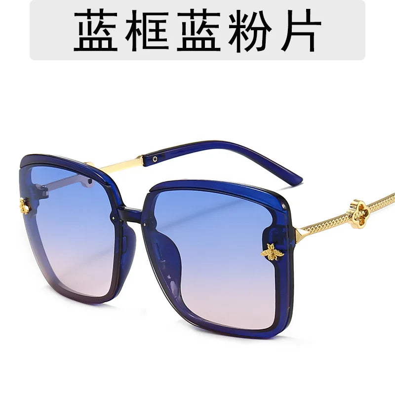 New Fashion Large Frame Sunglasses Ladies Bee Gradient Color Sunglasses