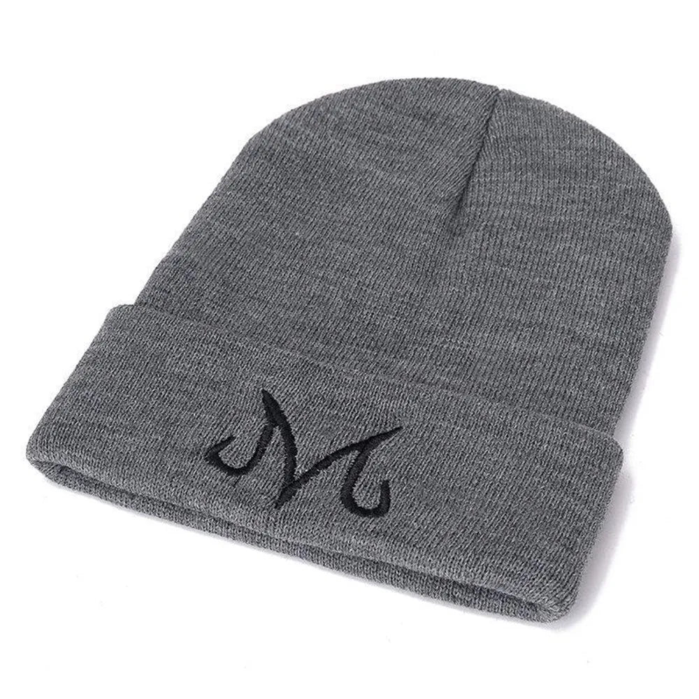 New Dragon Ball Majin Buu Letter M Beanie Hat Women Men Knitted Warm Winter Plush Hats Cosplay Hat