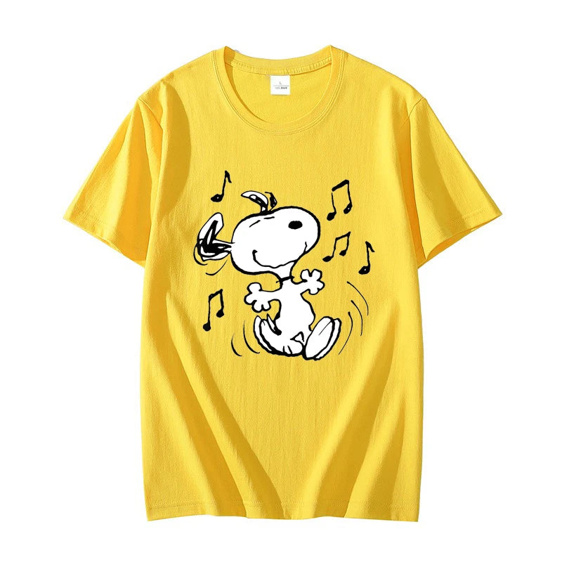 Snoopy!!! the Musical Men T-shirt Summer Short Sleeve Women Tee Shirts 100% Cotton 2025 New Fashion Couple Clothes Tops