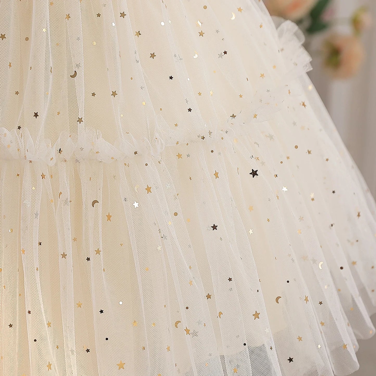 Kleinkind Mädchen Party Prinzessin Kleid Baby Champagner 1st Geburtstag Outfits Kinder Sommer Puff Ärmel Pailletten Tutu Kleid Mädchen Gala Kleidung