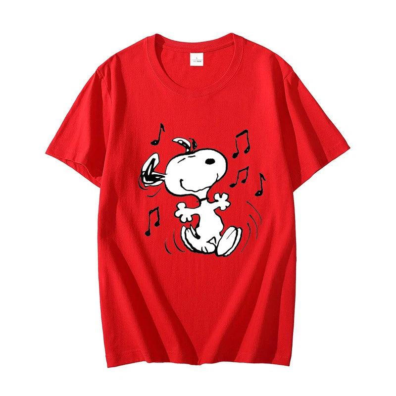Snoopy!!! the Musical Men T-shirt Summer Short Sleeve Women Tee Shirts 100% Cotton 2025 New Fashion Couple Clothes Tops