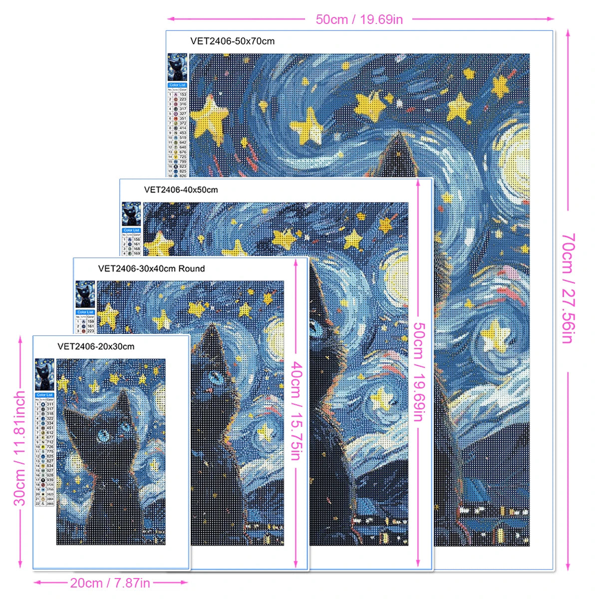 5D DIY Diamond Painting Kit Starry Sky Cat Diamond Embroidery Cross Stitch Cartoon Astral Cat Home Decoration Art Painting
