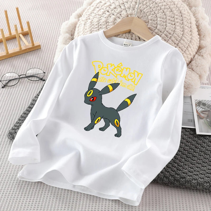 Pokemon Kinder Langarm T-Shirt Pikachu Winter Casual Warm Tops Kinder Anime Cartoon Lose Pullover Kind Geburtstagsgeschenke