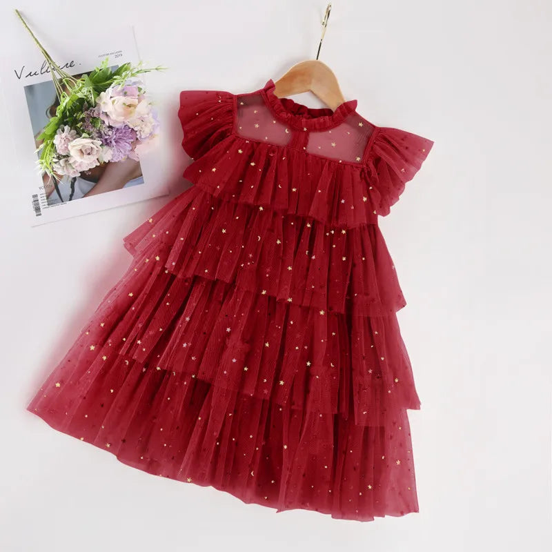 Toddler Girls Clothing Summer Sleeveless Floral Mesh Tutu Dress Baby Girl Casual Clothes Party Princess Dress Flower Girls Dress