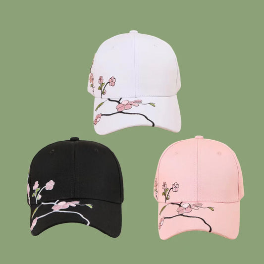 Fashion Summer Unisex Cotton Outdoor Baseball Cap Plum Embroidery Snapback Travel Sports Hats Men Ladies Sunhats Adjustable