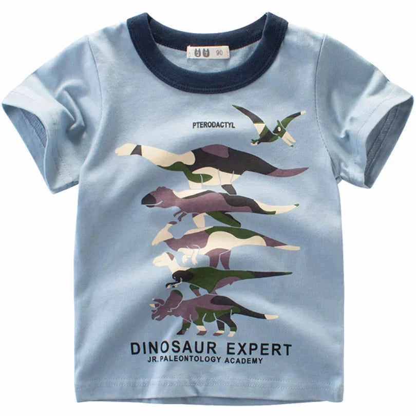 2025 Cartoon Druck Baby Junge Dinosaurier T Shirt Für Sommer Infant Kinder Jungen Mädchen Lion T-Shirts Kleidung Baumwolle Kleinkind Brief tops