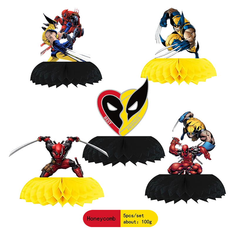 Deadpool WOLVERINE Birthday Party Decorations Balloon Sticker Honeycomb Spiral Cupcake Baby Shower Supplies for Kids