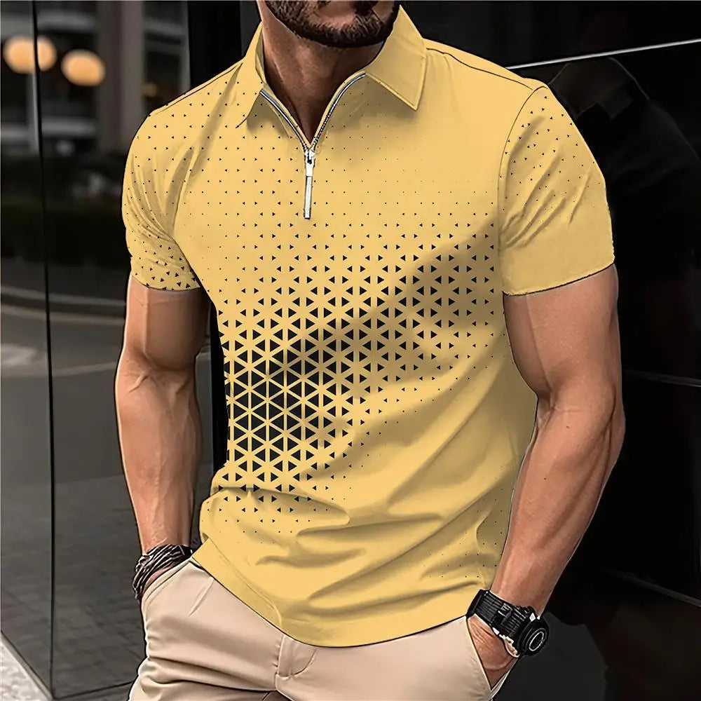 Summer T Shirts for Men Short Sleeve Men's Clothing Collar 3D Printing mon