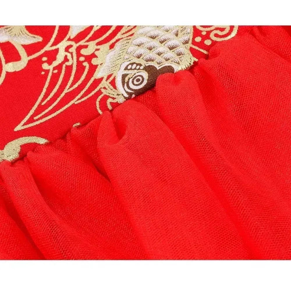 Fashion Red Girl Dress Summer Performance