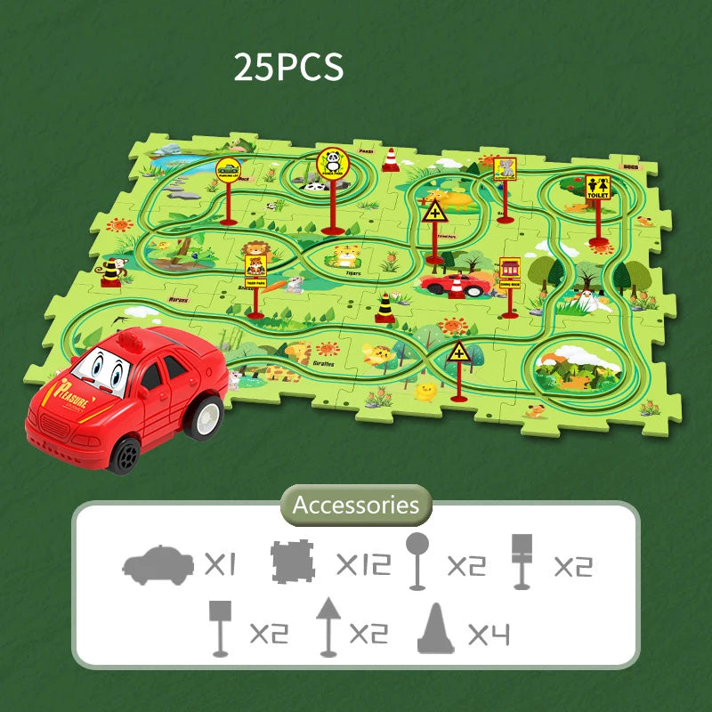 Puzzel Toy Set Rail Car DIY Assemble Jigsaw Flexible Railway Track Parent-child Interaction Toy Electric Car Puzzle Toys Gifts