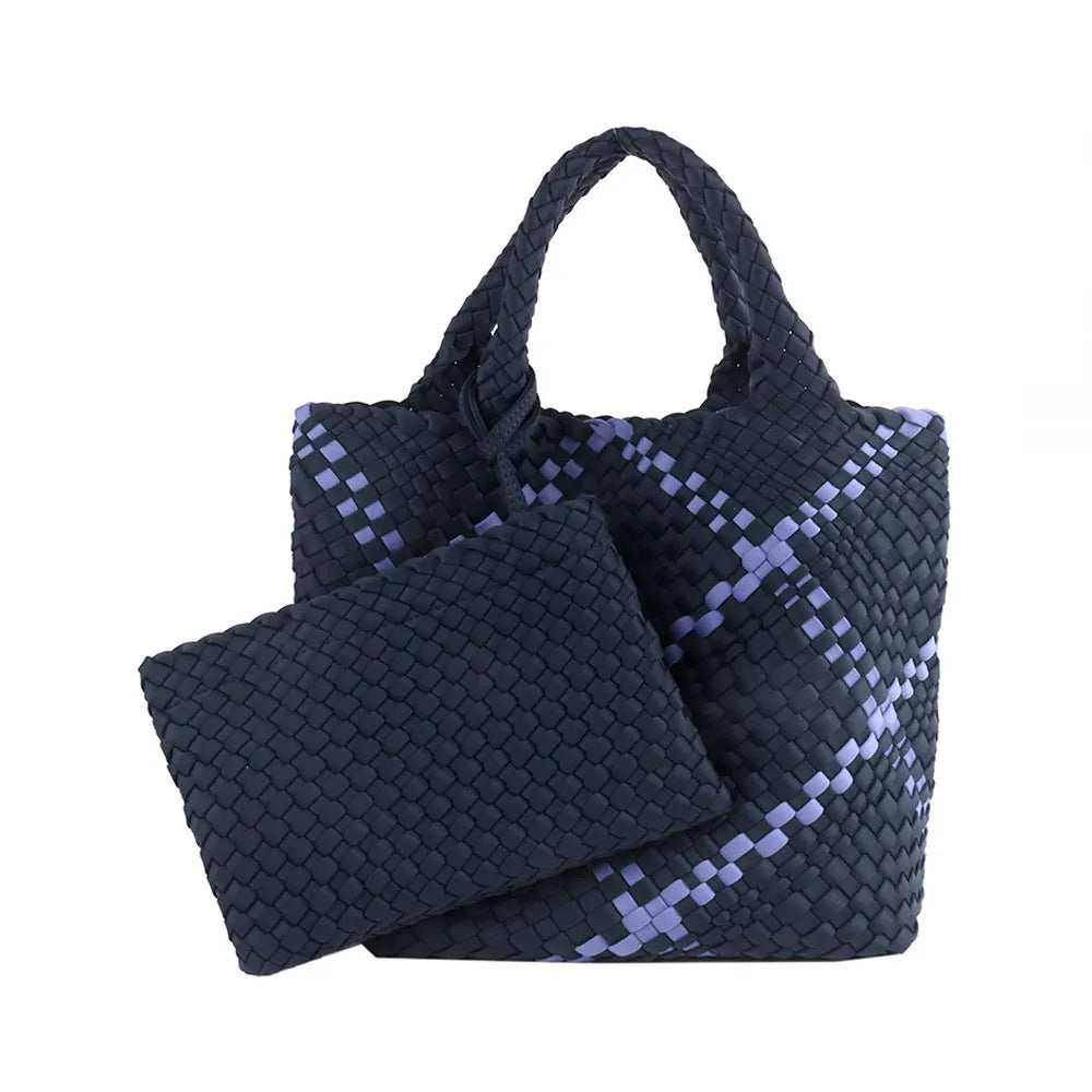 Hot Sale New Neoprene PU Woven Bag Beach Bag Large Capacity Woven Handbag Handmade Knitted Bag