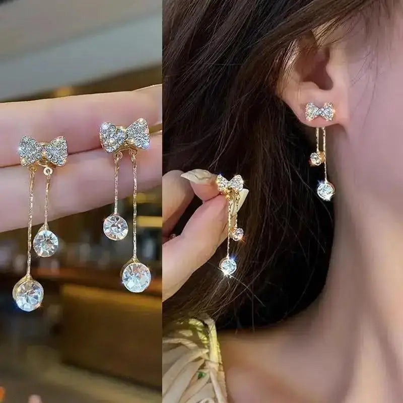 925 Silver Needle Korean Fashion Crystal Heart Earrings For Women Jewelry 2024 Trending Women's Red White Pearl Drop Earrings