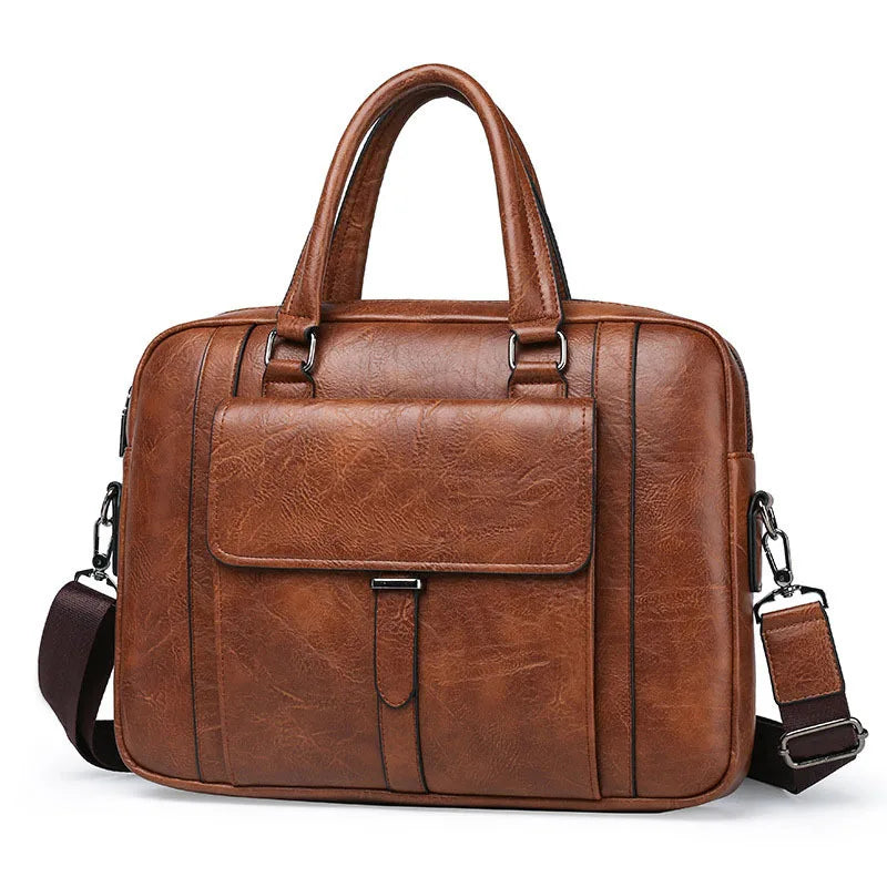 Herren Aktentasche PU Leder Executive Casual Handtasche Laptop Dokument Schulter Business Vintage Messenger Crossbody Designer Tasche