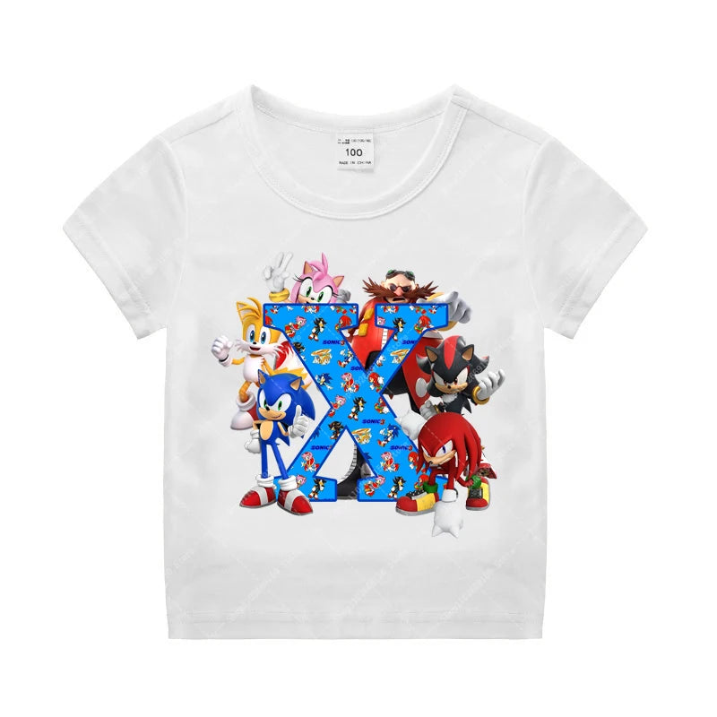 Sonics Kinder Sommer Baumwolle T-shirt Jungen Kurzarm Tops Anime Gedruckt Kleidung Kinder Cartoon Nette T-shirt Kleidung Weihnachten Geschenke 2025
