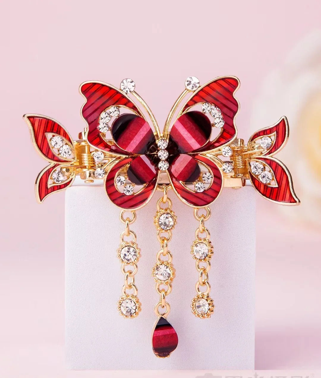 Fashion Zircon Butterfly Tassel Hairpin Accessories for Women Retro Ethnic Style Small Crab Clip Headwear Hair Clips for Girls