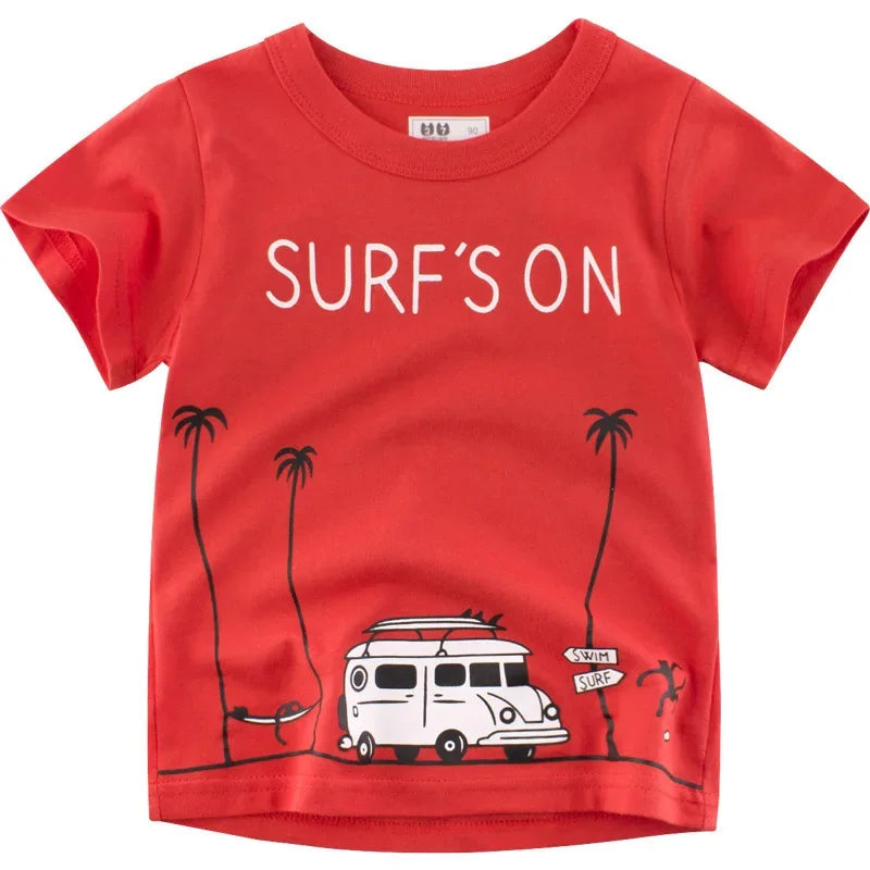2025 Cartoon Druck Baby Junge Dinosaurier T Shirt Für Sommer Infant Kinder Jungen Mädchen Lion T-Shirts Kleidung Baumwolle Kleinkind Brief tops