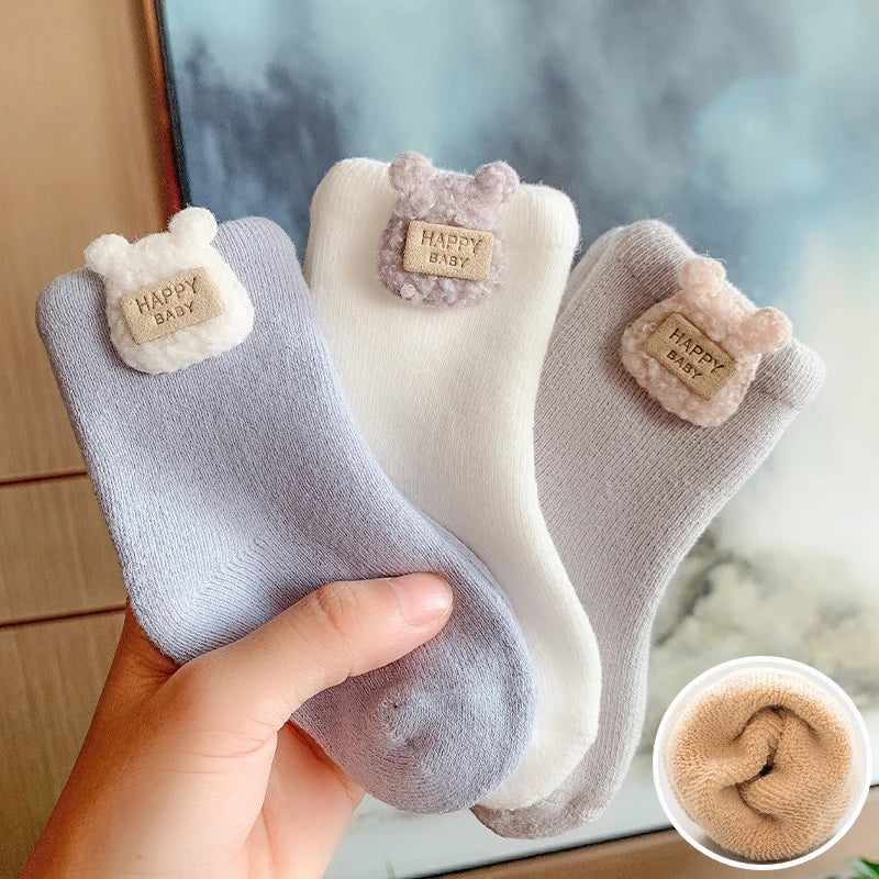 Winter Baby Socks Thick Warm Long Socks for Toddler White Autumn Winter PlushKnee Newborn Anti Slip Floor Socks Baby Accessories