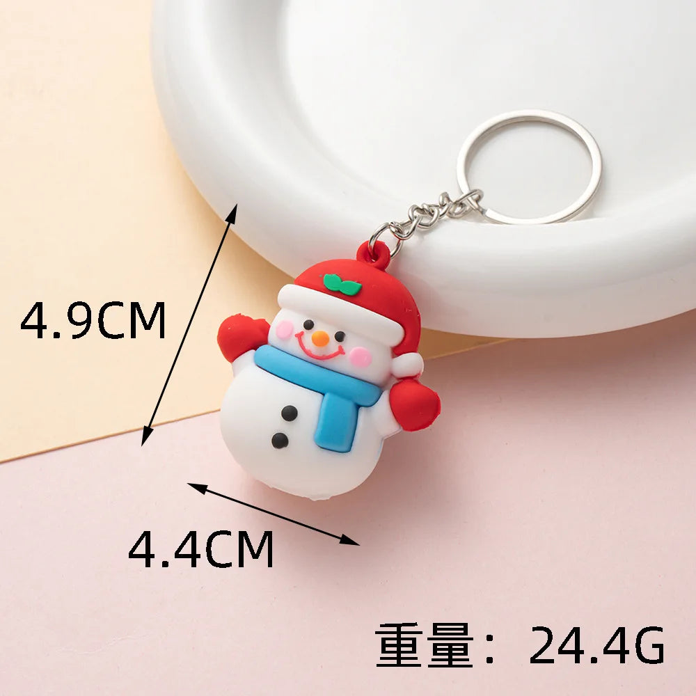 Christmas Keychain Cartoon Cute Doll Pendant Santa Claus Snowman Tree Keyring for Men Women Party Decoration Souvenir