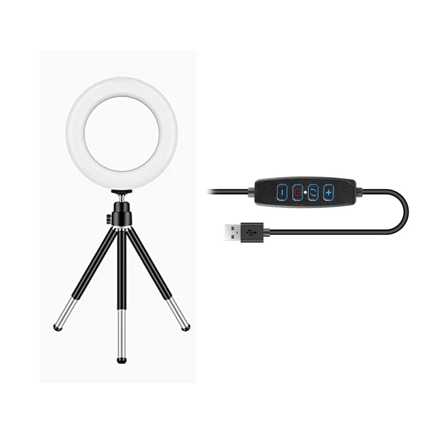 16cm Ring Light for Zoom Meetings, Laptop Ring Light with Tripod Stand, Ring Light with Suction Cup for Phone Computer Monitor