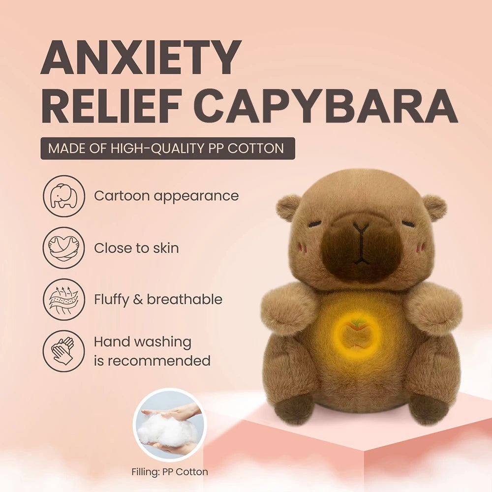 Atmender Bär, Baby-Capybara-Otter, Plüschpuppe, Spielzeug, Baby, Kinder, beruhigende Musik, Baby, Schlafbegleiter, Ton und Licht, Puppenspielzeug, Geschenk