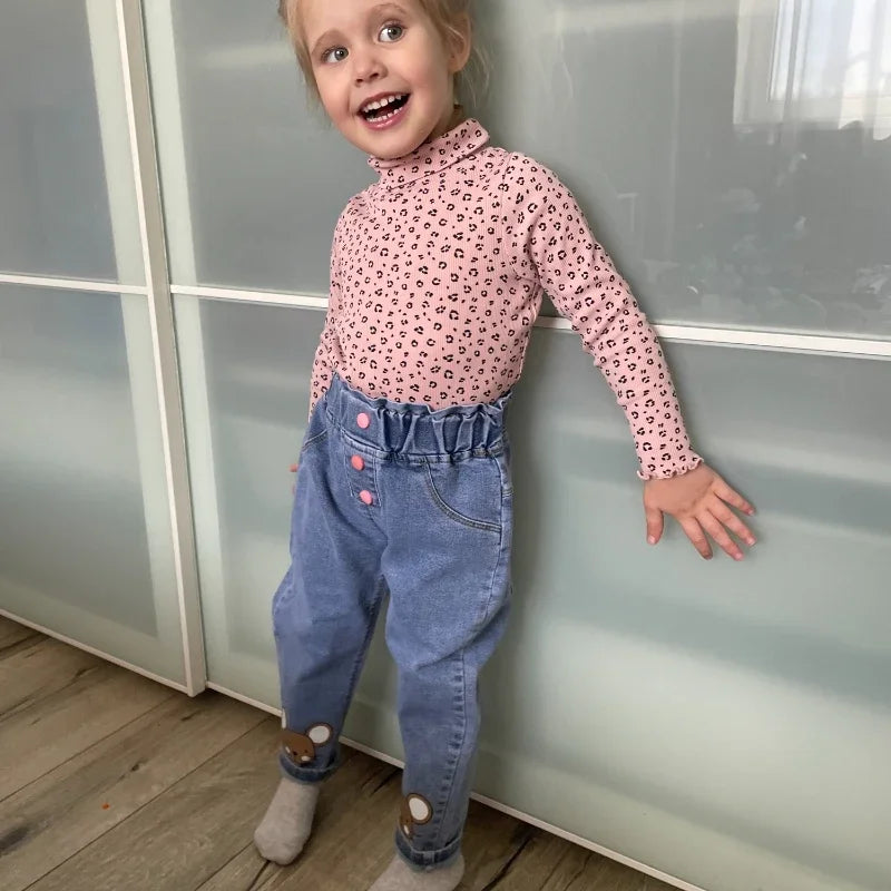 Kinder Baby Mädchen Freizeitkleidung Jeans Rosa Schleife Hose Kleinkind Säugling Denim Kleidung Hosen Kinder Unterteile 1 2 3 4 5 6 Jahre