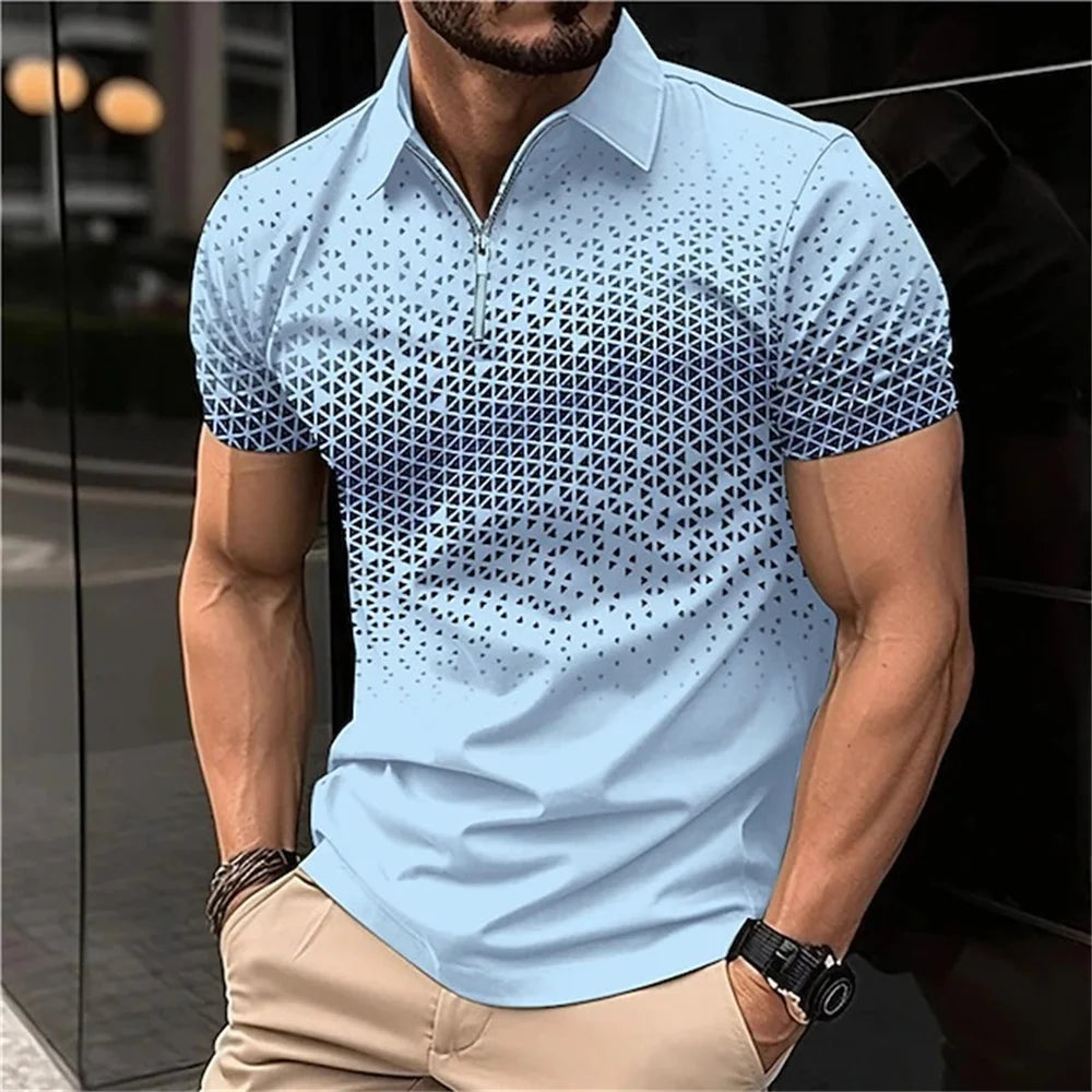 Summer T Shirts for Men Short Sleeve Men's Clothing Collar 3D Printing mon