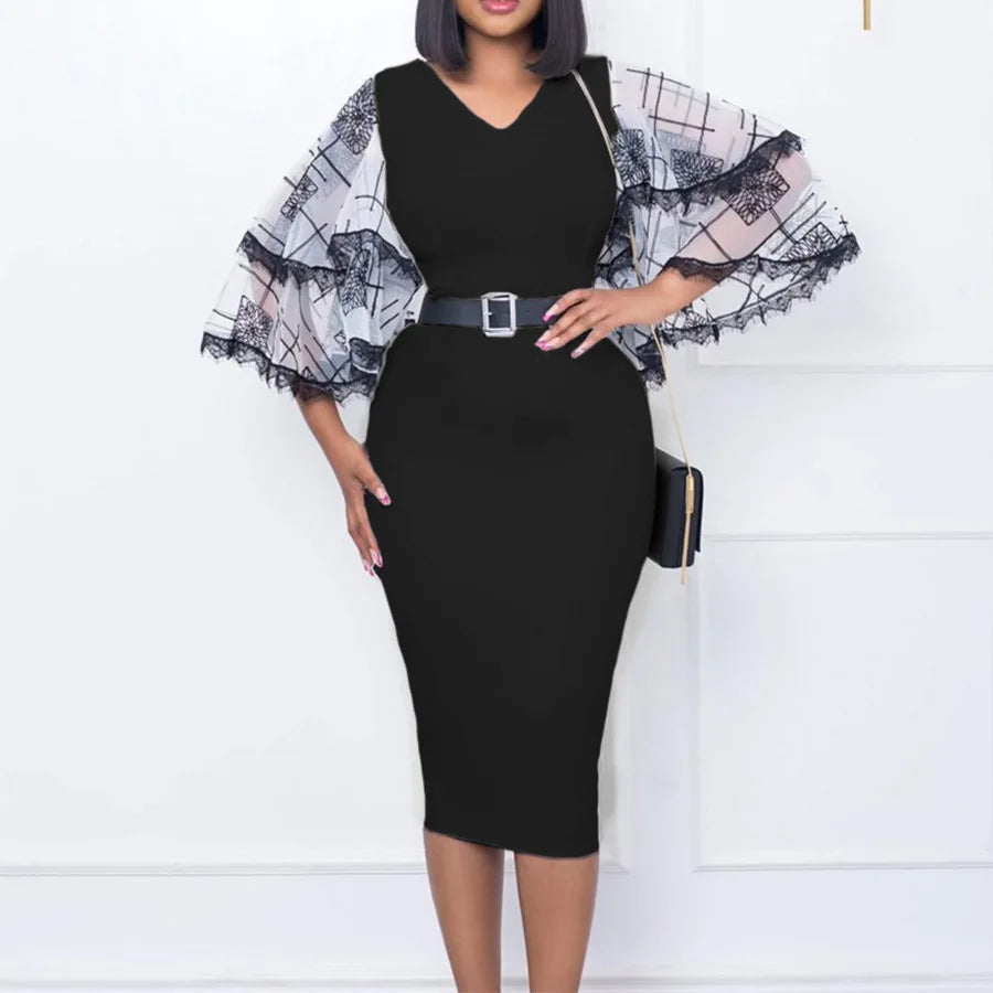 FairyShely 2025 Mesh Short Sleeve Patchwork Plus Size Dress Women Large Bodycon Big Dresses Summer Lady Party Tight Curvy Dress