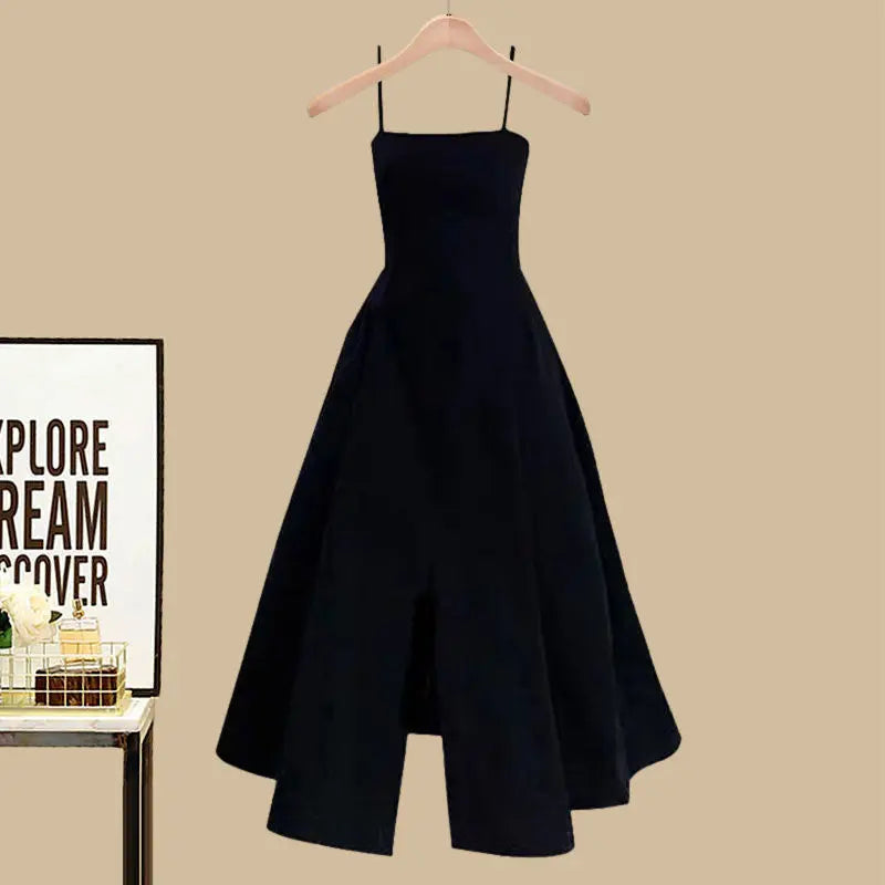 Women's Spring Autumn Single/Outfits 2023 New Skin Covering Slim Fragrant Style Cardigan Waist Wrapped Dress Two Piece Set