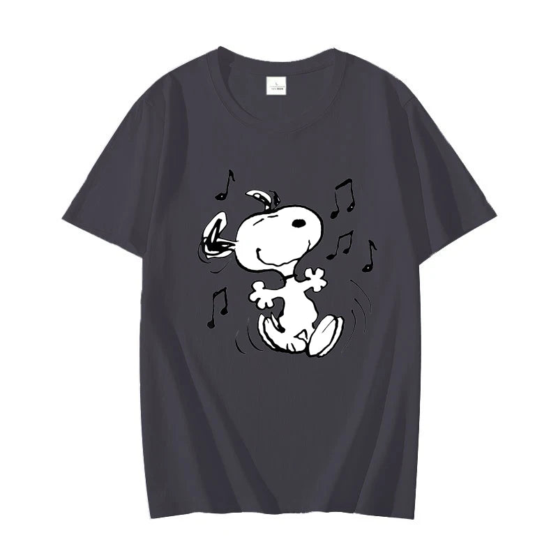 Snoopy!!! the Musical Men T-shirt Summer Short Sleeve Women Tee Shirts 100% Cotton 2025 New Fashion Couple Clothes Tops