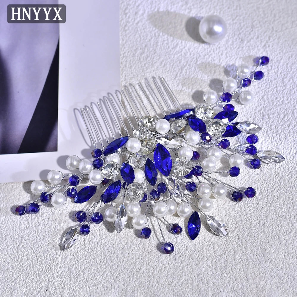 HNYYX Colorful Hair Comb Fashion Crystal Fancy Headdresses Hair Clips Women Bride Hair Accessories Wedding Headpiece A286