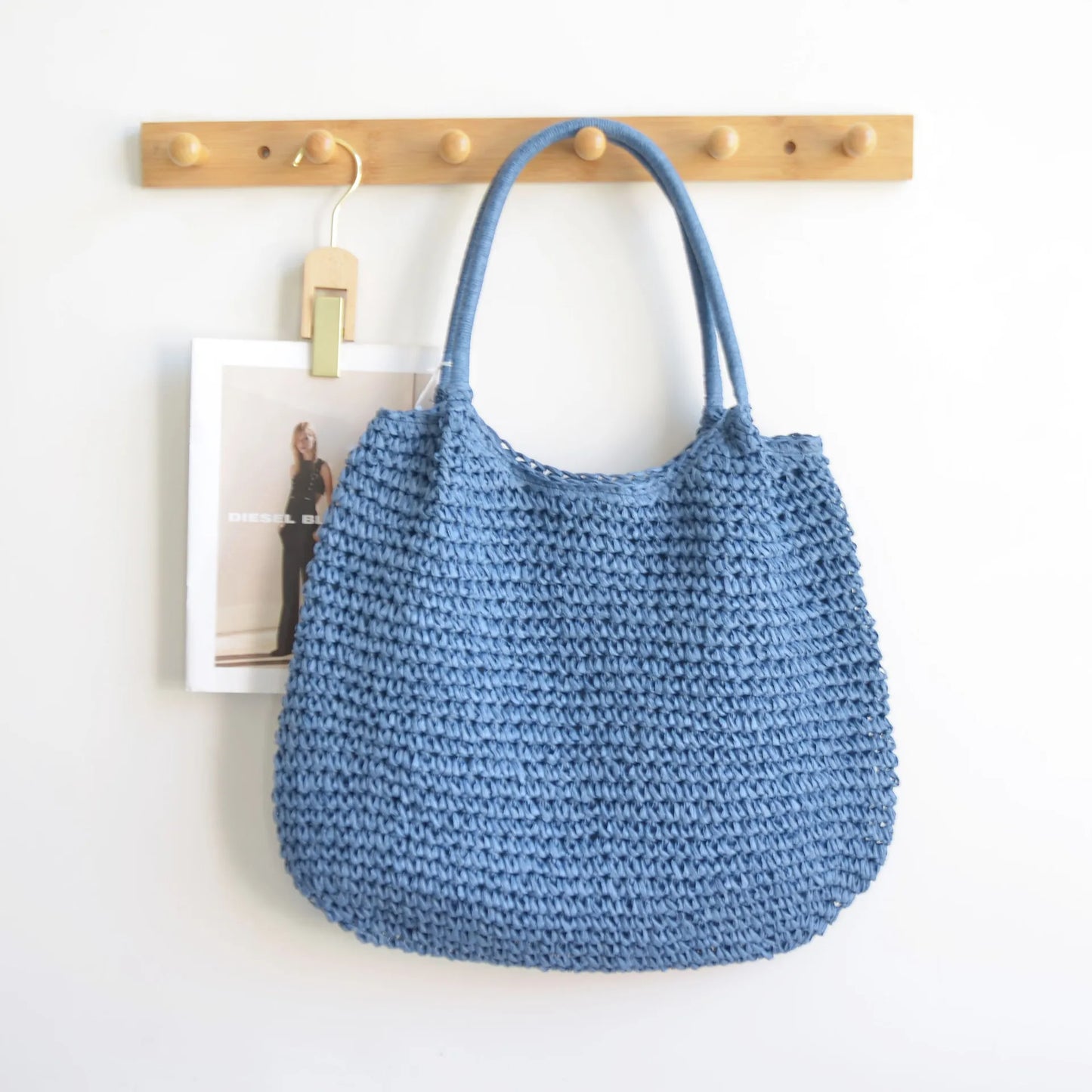 Casual Large Capacity Straw Tote Bag Simple Paper Woven Women Shoulder Bags Handmade Big Summer Beach Handbags Big Shopper Purse