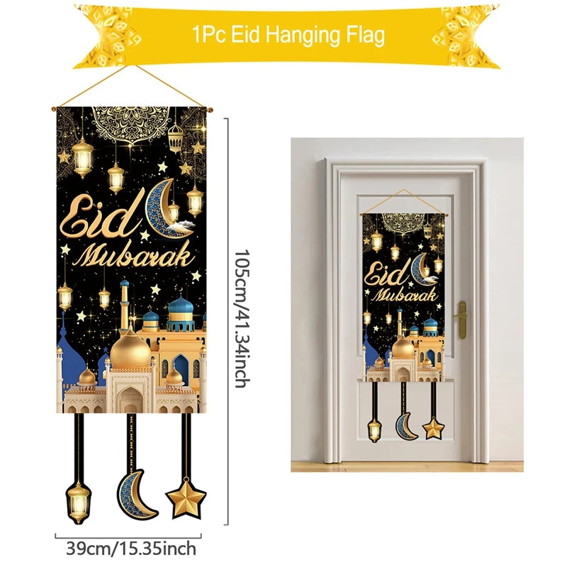 Ramadan Hanging Flag Ramadan Kareem Decoration For Home 2025 Aid EID Mubarak Muslim Islamic Festival Eid Al-fitr Party Supplies