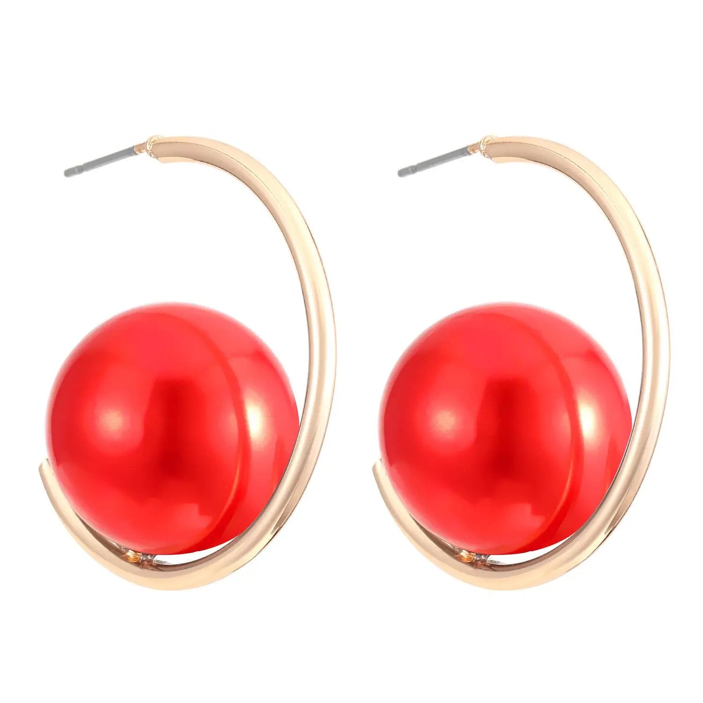 Exaggerated Big Pearl C Shaped Earrings For Jewelry 2025 Trending New Fashion Women's Geometric White Red Grey Pearl Earrings
