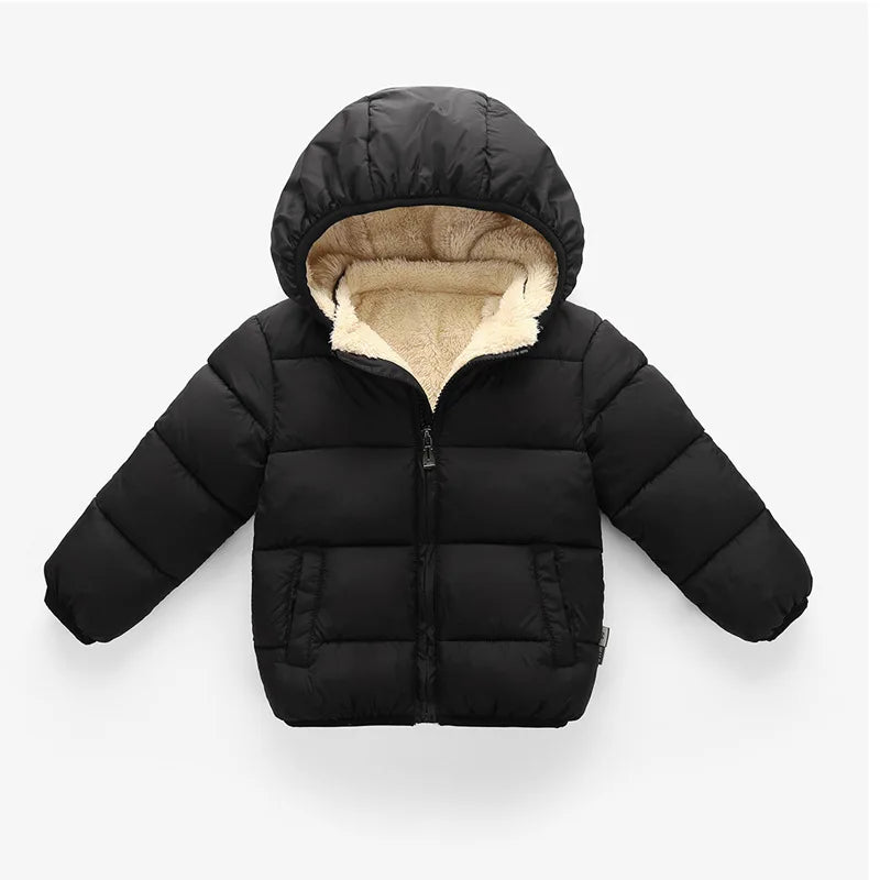 Baby Kinder Mäntel Winter Dicke Jacken Für Jungen Warme Plüsch Verdicken Oberbekleidung Für Mädchen Fell Kapuze Jacke Kinder Kleidung Schneeanzug