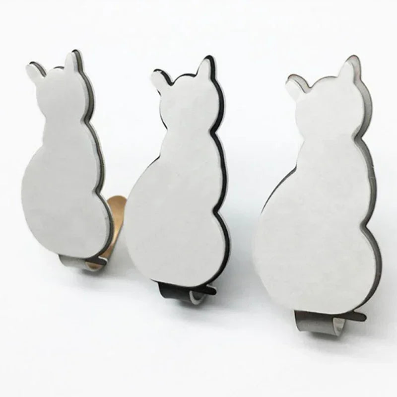 2Pcs Cat-shaped Metal Wall Door Hanger Hook Keys Holder Strong Stainless Steel Adhesive Hook Kitchen Bathroom Home Decor