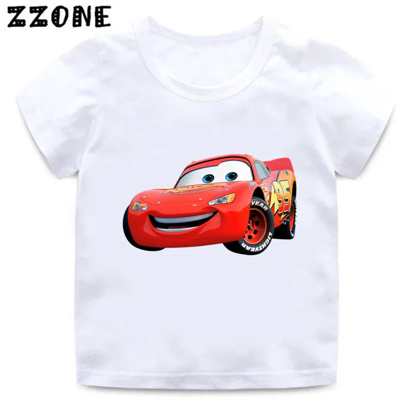 Hot Sale Car Pixar Lightning McQueen Print Cartoon Kids T-Shirts Girls Clothes Baby Boys T shirt Summer Children Tops,ooo5534