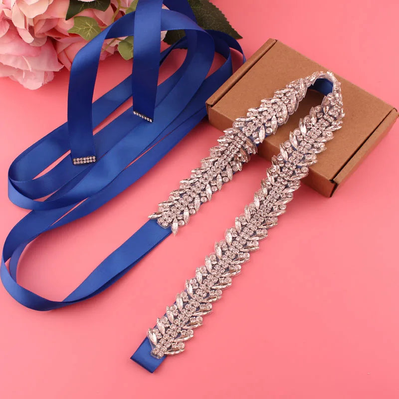 Crystal bridal belt with ribbons, handmade silver wedding belt, cookie patient belt for wedding evening dresses