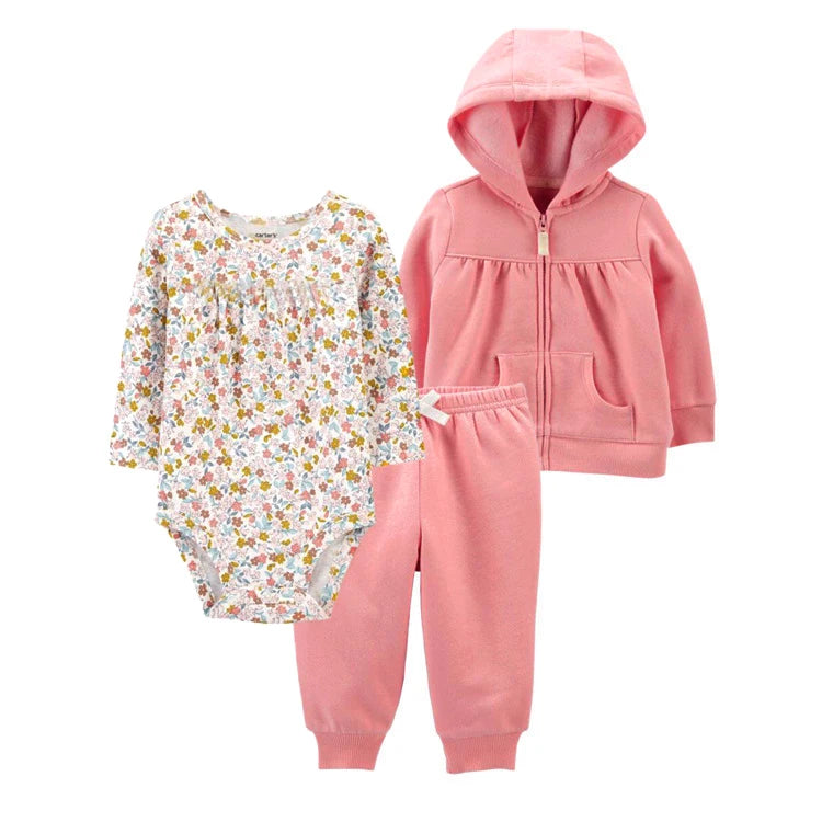 3pcs Baby Clothes Set for Newborns Toddler Girl Boy Clothes Hooded Jacket Trousers + Bodysuits 3pcs Child sets Infant Outfits
