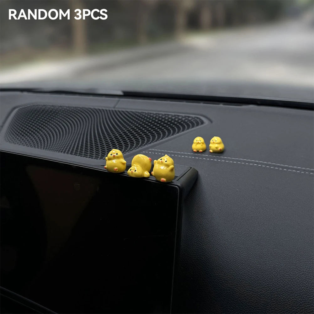 Mini Yellow Chick Car Decoration Gift Resin Ornaments for Auto Interior Dashboard Button Home Bedroom Office Living Room Store