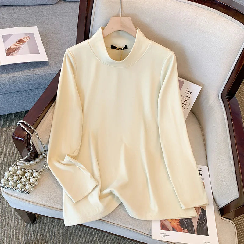 150Kg Plus Size Women's Bust 143 Autumn Winter Warm Long sleeved T-shirt Bottom Top 4XL 5XL 6XL 7XL 8XL
