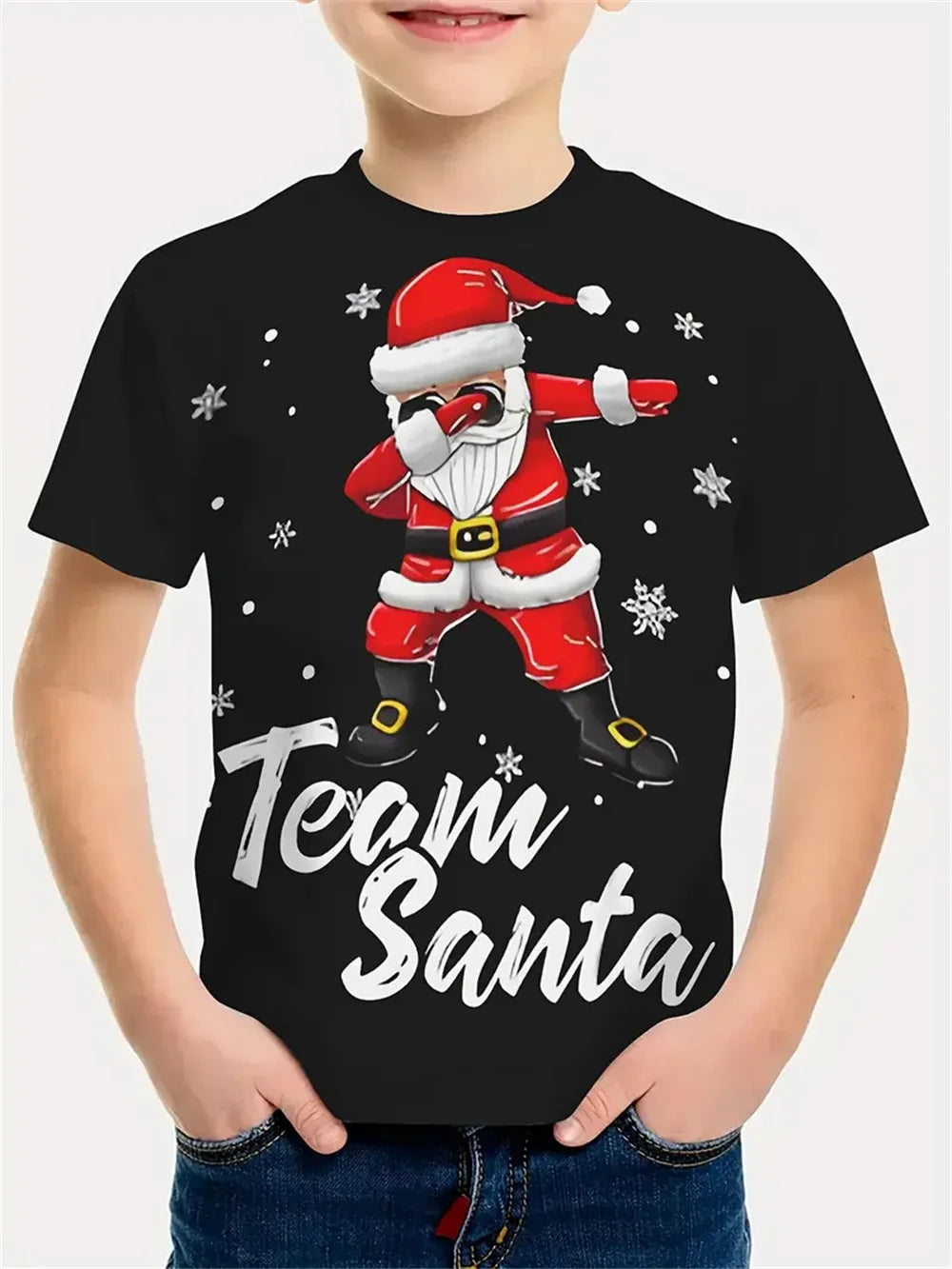 Weihnachten Santa Claus 3d Print T-Shirt Kinder Jungen Kleidung Kurzarm Casual Kinder Kleidung Mode T-Shirt für Jungen