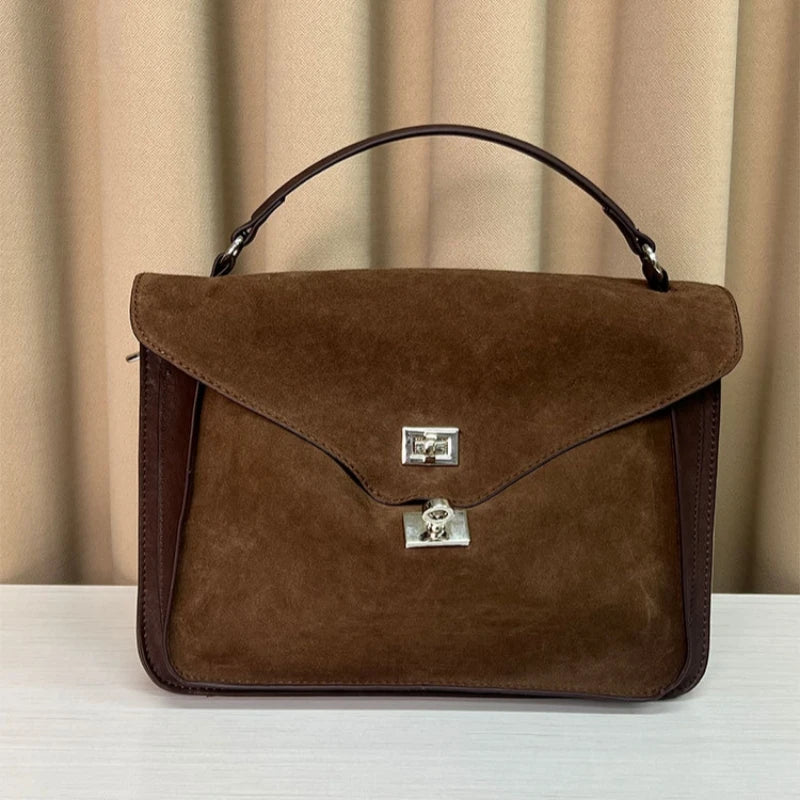Meet You Luxury Design Scrub Suede Messenger Bags for Women Large Capacity Winter Commuter Female Tote Handbag High Quality