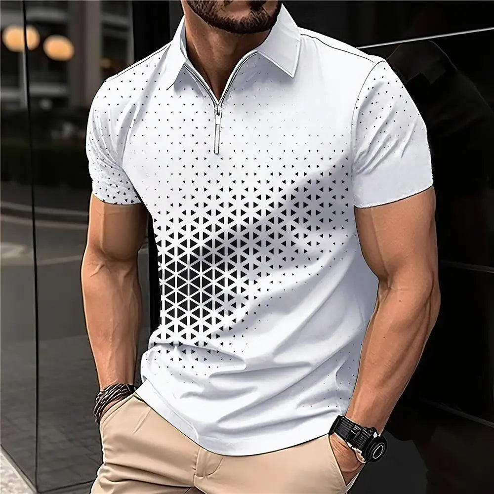 Summer T Shirts for Men Short Sleeve Men's Clothing Collar 3D Printing mon